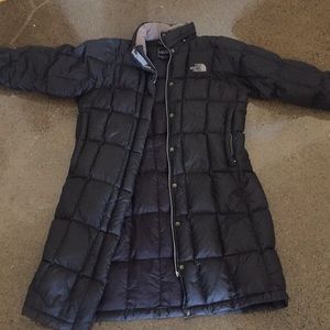 North face winter jacket- black, down, below knee